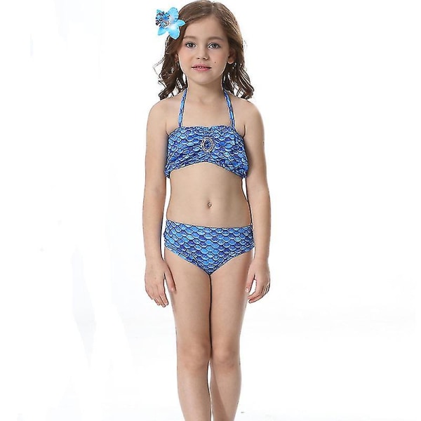 Barn Flickor Mermaid Tail Bikini Set Badkläder Baddräkt Simdräkt -allin.6-7 år.Mörkblå