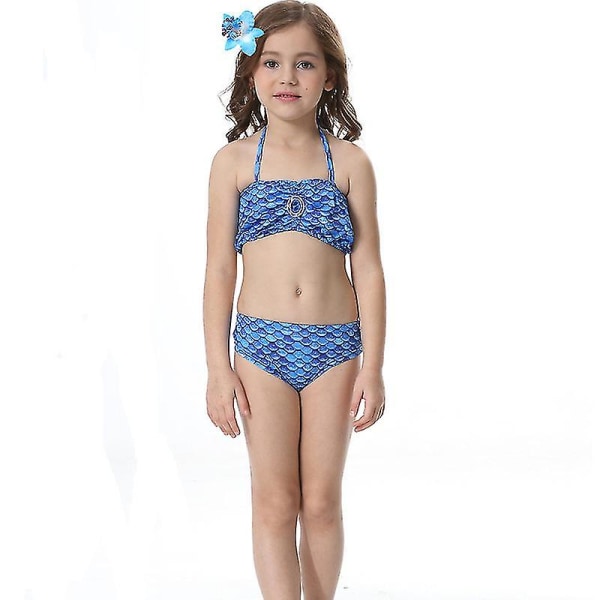 Barn Flickor Sjöjungfru Svans Bikini Set Baddräkt Baddräkt Simdräkt -allin.6-7 År.Mörkblå