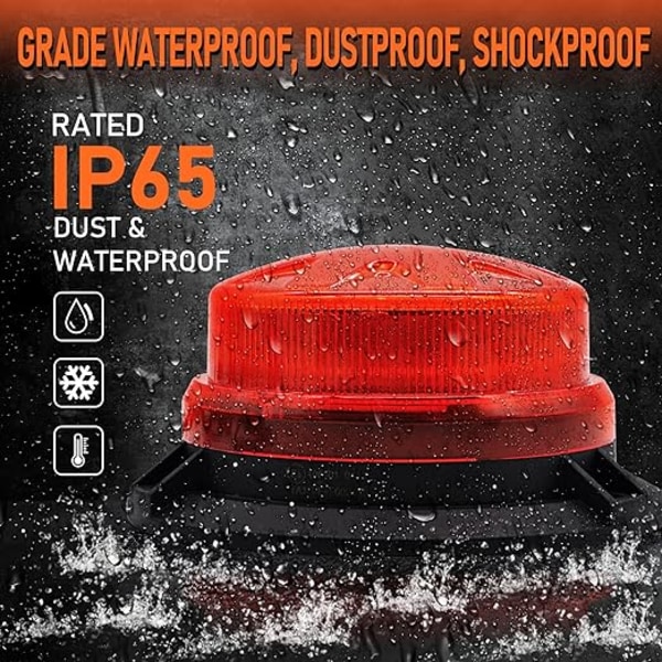 Oranssi LED-varoituslamppu köysirata-bussi punainen - 9 x 9 x 6,5 cm