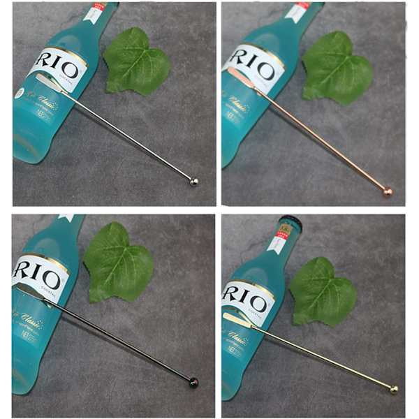 Sæt med 4 cocktailomrørere, 4 farver rustfrit stål cocktailomrører