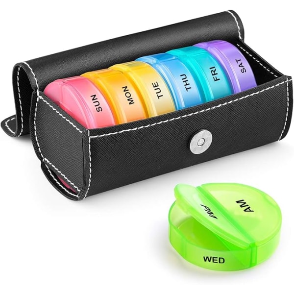 7 Day Pill Box Organizer AM PM - Weekly Pill Box- case med 14 Co