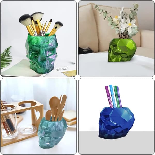 Set med 2 Resinformar 3D Dödskalle Silikonformar för Resin Förvaring,