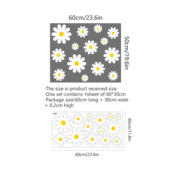 Barneromklistremerke - Hvitt Daisy-mønster - Veggdekor - Bohemian White