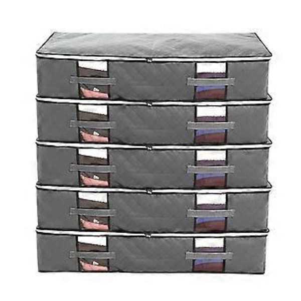 5 stk. Opbevaringspose under sengen, Organizer, Bund af polyesterstof med forstærket håndtag, Stor betrækdyne, Foldbar opbevaringspose under sengen (97*43,5*20 cm) C