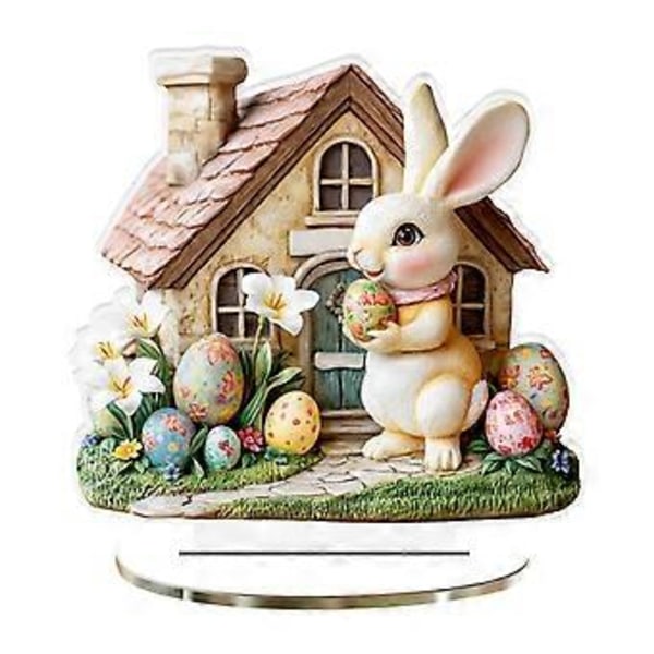 Påskhare Ägg Akryl Skrivbordsdekoration Högtidsdekoration Utskuren Ornament B