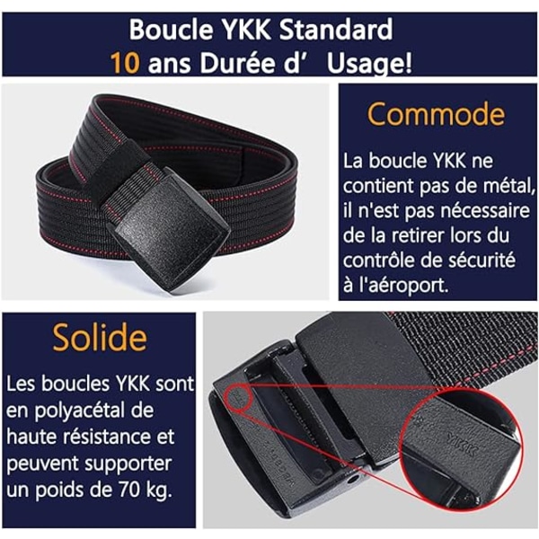 Herre Nylon Belte - Svart Plastspenne - Fullt Justerbar Arbeid