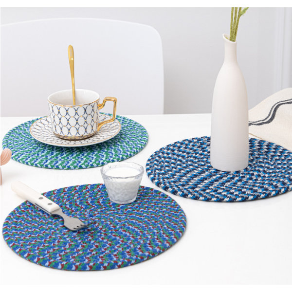 Bleu tibétain clip Color Set de 2 sous - verres 11cm, tissé à la