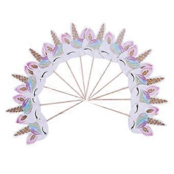 12 kpl Yksisarviskakku Cupcake Toppers Valinnat Suloiset kakunkoristelutarvikkeet lapsille Lasten syntymäpäiväjuhliin (48 kpl)