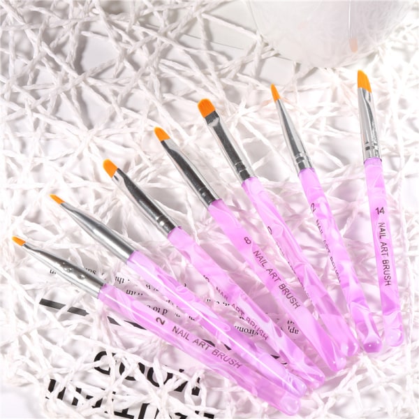 7 deler Nail Art Tips Builder Brush UV Gel Akryl Nail Brush N