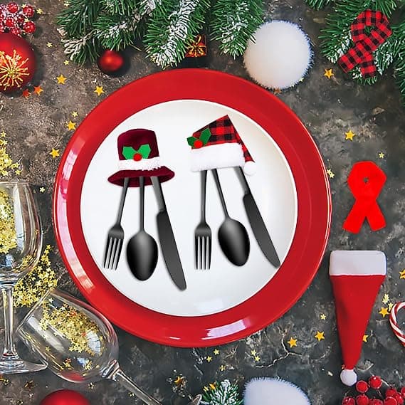 (12PCS) Julevinsflaskedekselsett, Mini Jule-nissehue