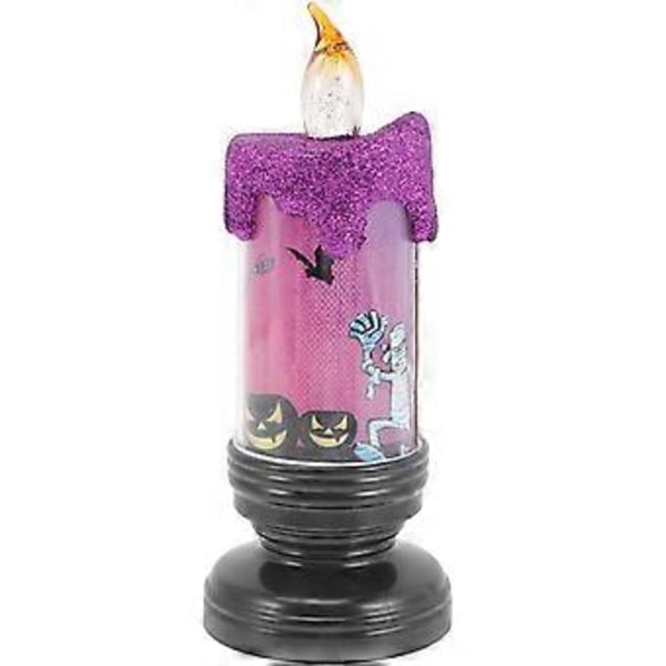 Halloween Ljus LED Flamlös Skelett Ljus Halloween Party Ornament (Violett)