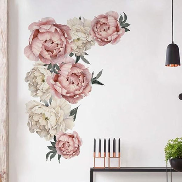 Vackra pionblommväggdekaler Rosblommväggdekaler D