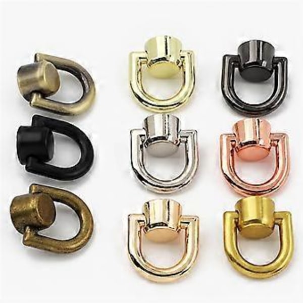 Gull D-ringer Stud for DIY Veskelaging og Personalisering Metall Roterbare Kulehodeknapper Enkel å Installere pistol svart gun black
