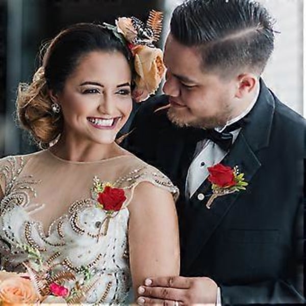 2 stk Bryllup Brudgom Korsasje Brude Rose Boutonnieres Bryllup Boutonniere for Menn Kvinner