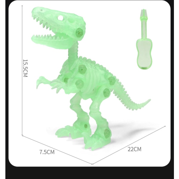 Lysende Dinosaurskeletter Legetøj med 1 skruetrækker, 2 udgravning