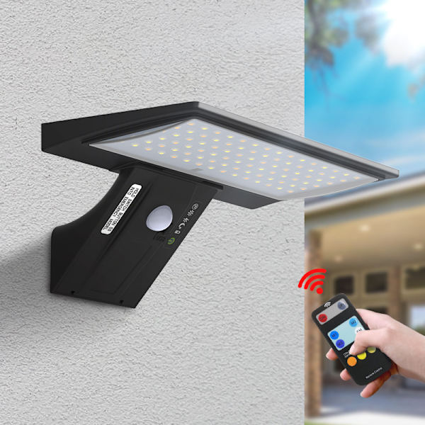 Utendørs solcellelys, trådløs sikkerhetslys vegglampe for hage