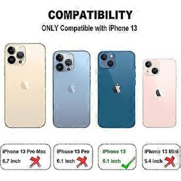 Designet til iPhone 13 Wallet Case, blødt PU læder kortholder etui med støttefod slankt flip cover til iPhone 13 6.1 tommer (blå)