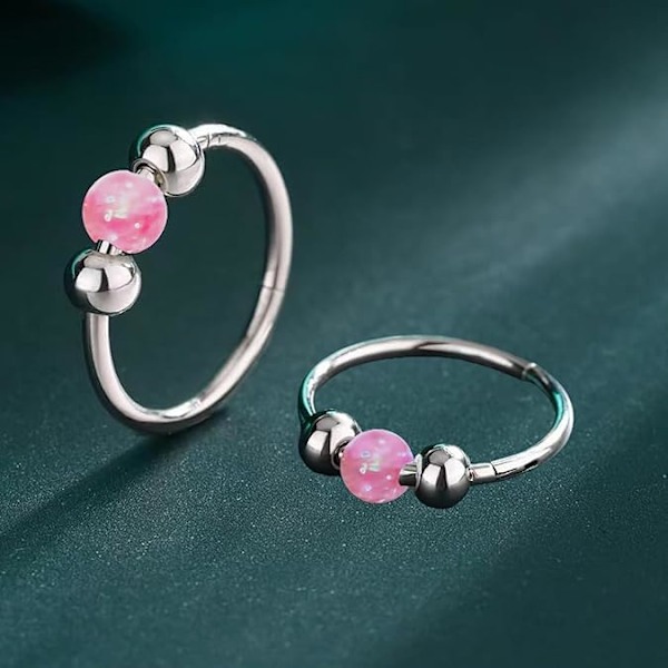 Näsring, Opal Näsring, Smycke 8MM 316L Medicinskt Stål Antiallergisk Silver Näsring, Damernas Näsring Örhängen (Blå)