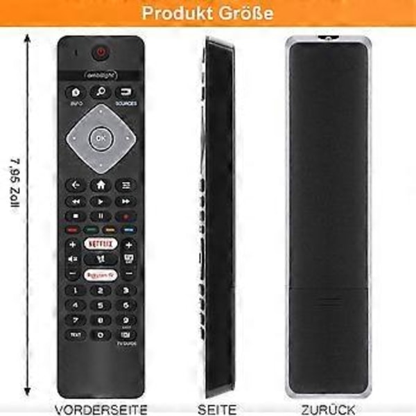 Fjernkontroll Erstatning for Alle Philips Ambilight 4K Smart LED TV 75PUS6754/12 65PUS6754/12 65PUS