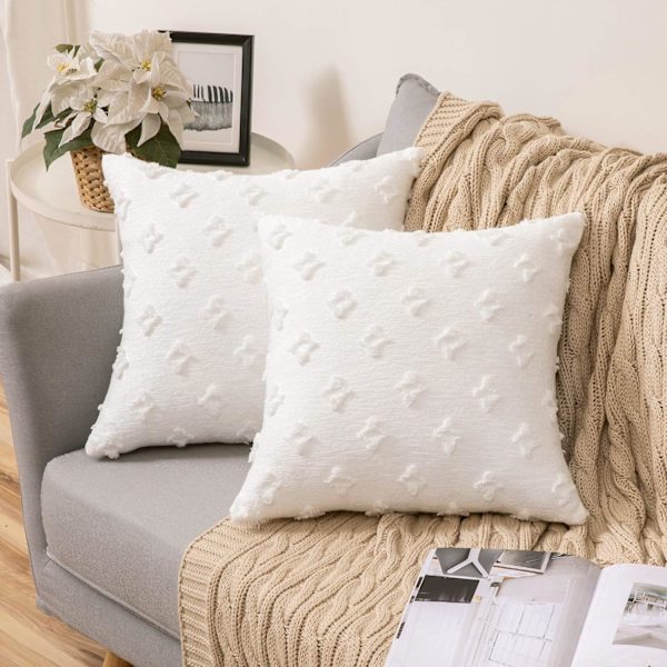 Sett med 2 dekorative putetrekk i rhombisk jacquard
