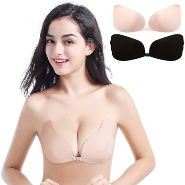2 par C självhäftande behå, silikon strapless behå, klisterbehå, självhäftande