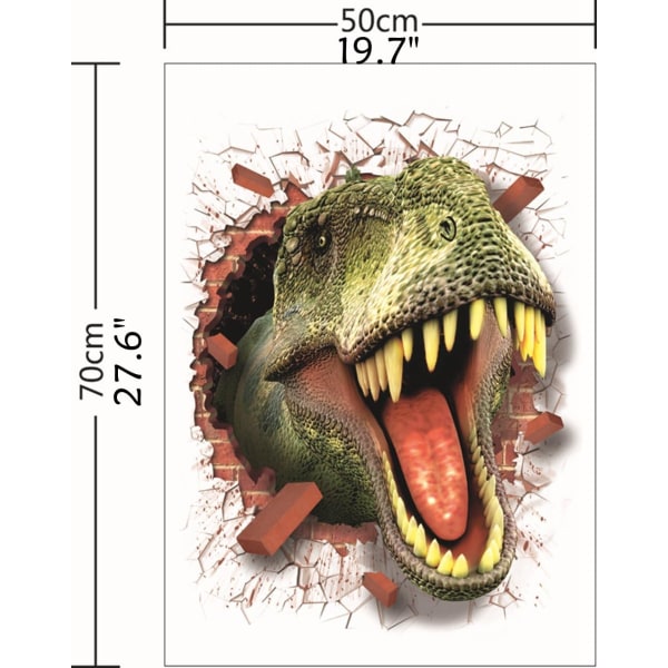 3D Självhäftande Avtagbar (3D Dinosaurier som Öppnar Munnen (19.7\" X 2