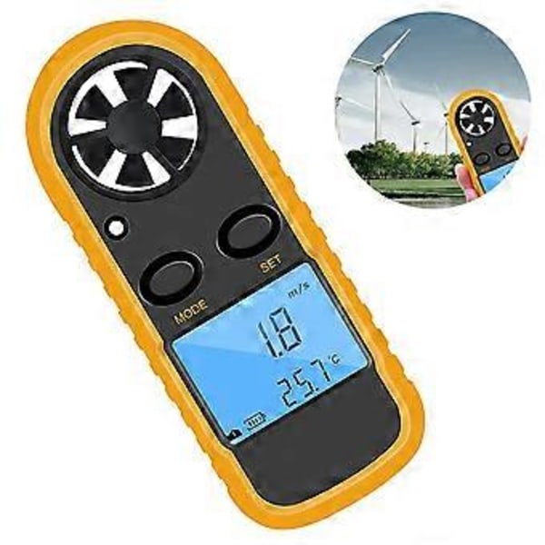 GM816 Digital Anemometer Vindhastighedsmåler LCD Håndholdt Luftstrøms Vindmåler Termometer