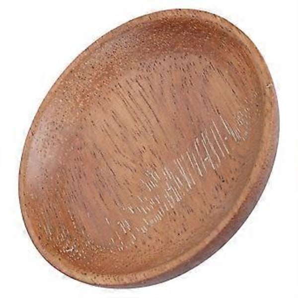 Bærbart Lys Farve Rundt Træ Te Kaffe Brød Frugt Mad Serveringsbakke Tallerken (9,5 cm)