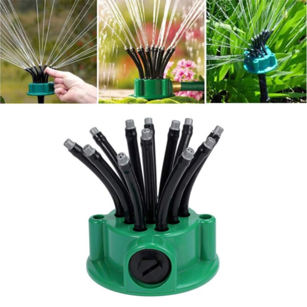 Automatisk Vandingsanlæg til Græsplæne og Have - Udendørs Sprinkler med 12 Fleksible Dyser