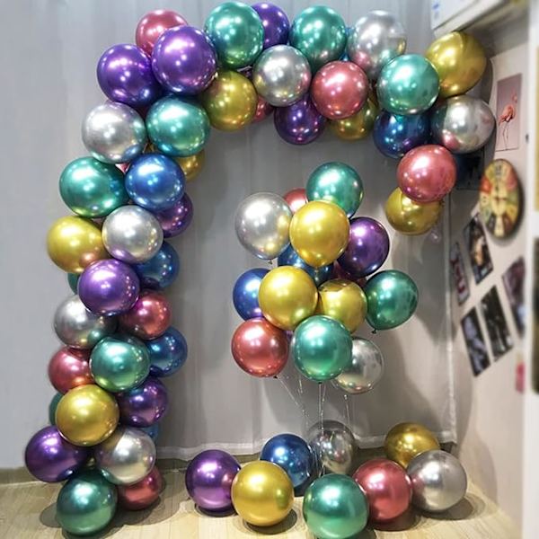 Premium Metallisk Ballonggirlangbåge Kit, 12 Tum Färgglada Fest B