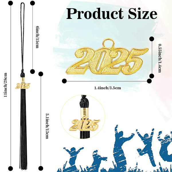 12 stk. dimissionskvaster akademiske dimissionshue kvaster dimissionshat dekorationer DIY kvaster Blue and gold