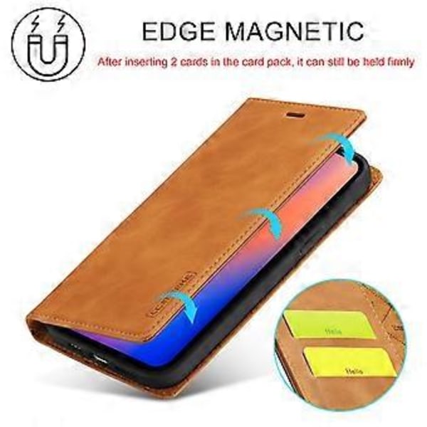 LC.IMEEKE Magnetiskt PU + TPU-fodral för iPhone 13 Pro Brown