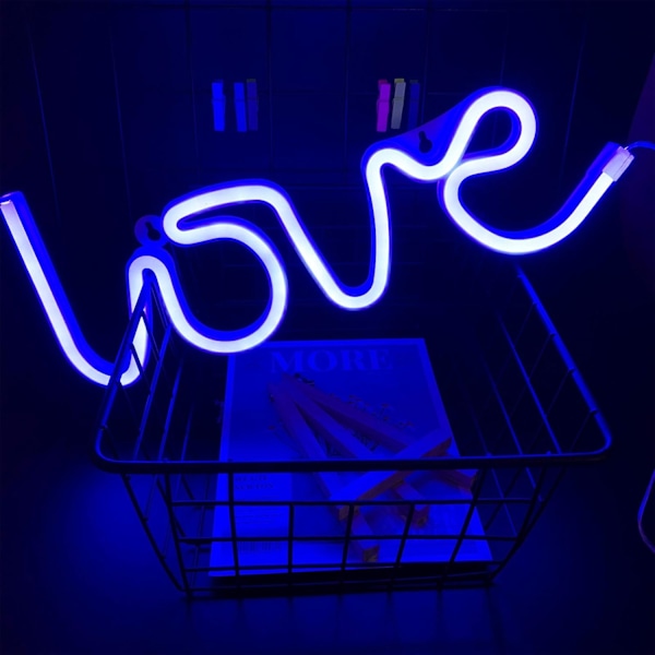 Elsker neonlys, LED blått neonskilt, gi henne hans valentinsdaggave, USB/batteridrevet neonlys, valentinsdagsdekorasjoner