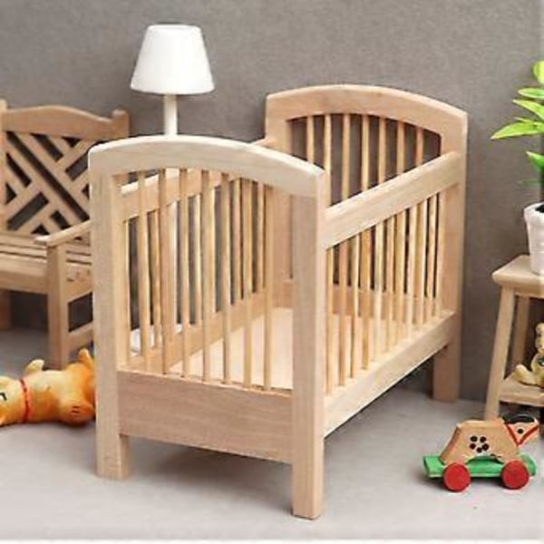 1:12 Miniatyr Babysäng Dockskåpsmöbler Säng Flickor Bjds för Docktillbehör Vuxen Låtsaslek för Lekhus Landskap Scen A