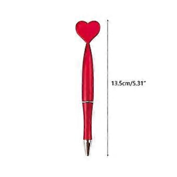 6x 1.0mm Sort Blæk Kuglepenne Journalføring Penne Glatte Skrivepenne Hjerteformede Bryllupspenne Papirvarer Rosarød rose Red