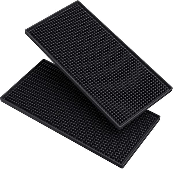 (Sort) 2-pak Bar Måtte PVC Gummi Bar Måtte Coaster Afløb Tyk Rec