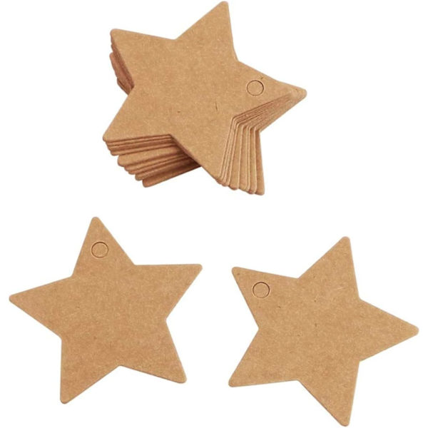 (Stjerne Tag-50stk) Kraft Papir Tag, 50stk Stjerne Gave Kraft Tags til