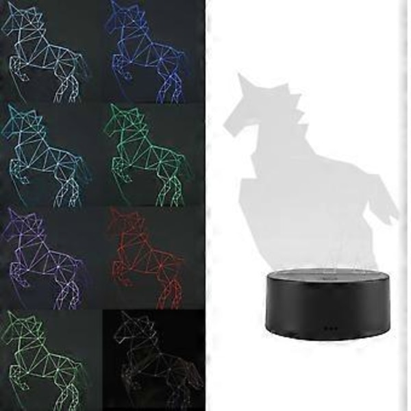 4.5V USB 3D Illusjon Visuell Nattlampe 7 Farger Berørings Skrivebordslampe (Svart Base + Fjernkontroll)