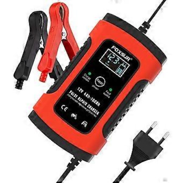 Oplader, booster og startkabler 12V 5000mA Fuldautomatisk batterioplader/vedligeholder til biler, motorcykler, ATV'er, autocampere, powersports,