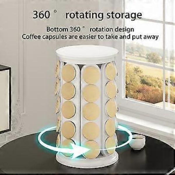 Karrusel Stand 40 Pods Opbevaringsstativ Roterende Kaffekapsel Organizer 360-graders Roterende Kaffe Black