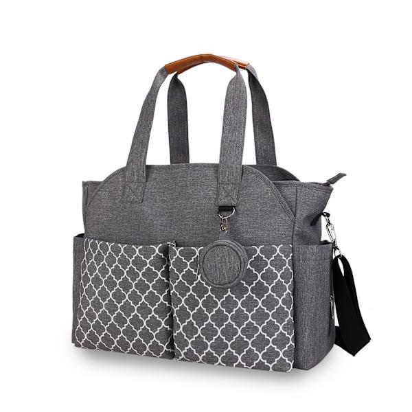 （Grå）Baby Nappy Changing Bag Tote Blöjväskans Ryggsäck med Shoul