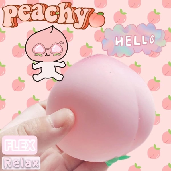 Fluffy stress ball peach squeeze ball (pink), fun dough ball sens