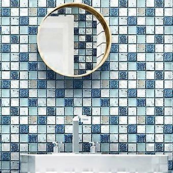 20 kpl Mosaiikki Seinäkoristelaatta Tarroja, Irrota ja Kiinnitä DIY Kodin Sisustus Taustalevy Leima Kuvio 10 x 10 cm Keittiöön ja Kylpyhuoneeseen, Livin