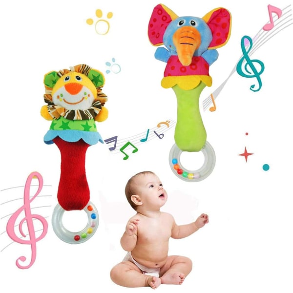 Baby Rattle Fargerik Myk Plysjleke med Lyd Rattle for Baby 3