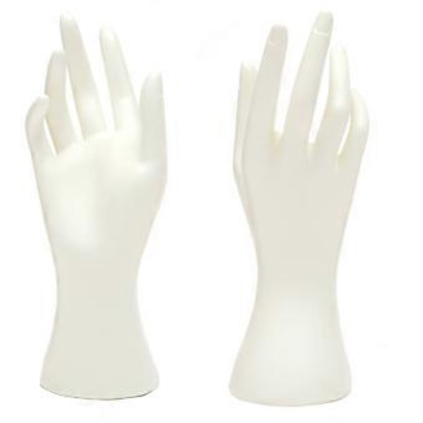 2 stk. Kvindelig Mannequin Hånd Plastik Håndmodel Kreativ Ringholder Smykke Display Stativ (Hvid)