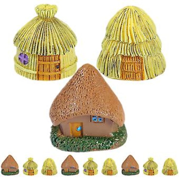 12 stk. Hage Mini Hus Tilbehør Miniatyr Hytte Figur Mikro Landskap Dekor