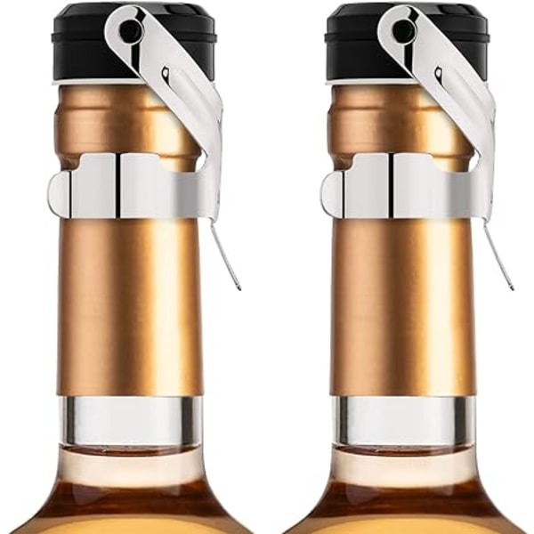 （2 stk.）Champagnepropper i rustfrit stål med silikone