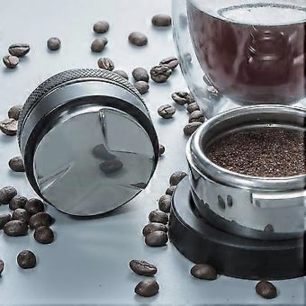 Kaffe-pulverpress i rostfritt stål med trebladstyg, pulverpress, pulverhammare, justerbar dubbelhuvud, fyrbladsgänga
