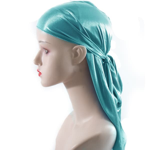 Simuleret silke langhalet bandana hat snøre langhalet hat (søblå)
