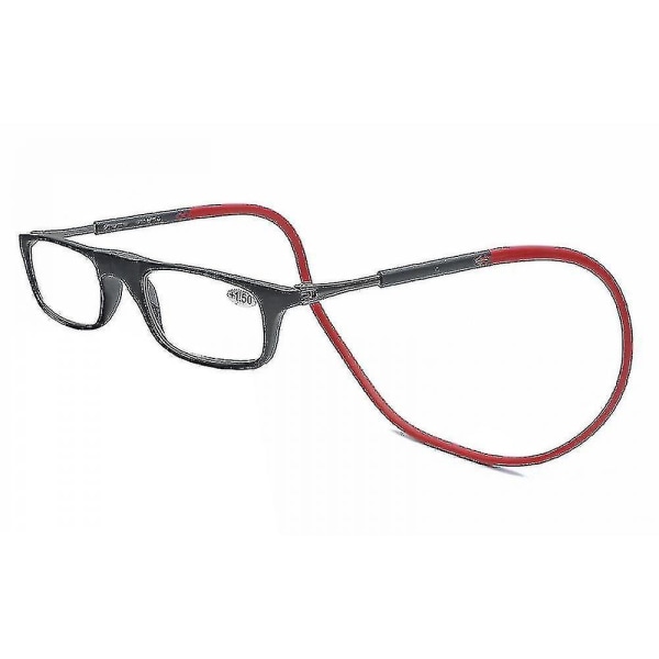 Læsebriller Højkvalitets Tr Magnetisk Absorption Hængende Hals Funky Læserbriller.2.75 Forstørrelse.Røde